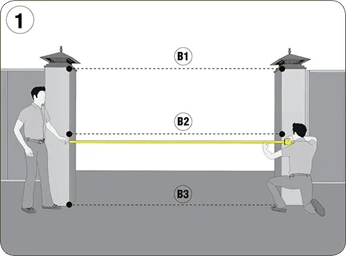 Замерьте  ширину  проема  (В)   в  трех  разных  точках  и  запишите  максимальное значение.